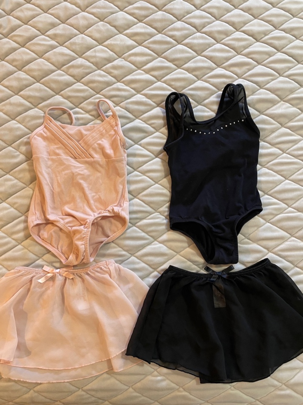 Girls Ballet Leotard & Skirt Sets - Pink and Black Size XS 4/5